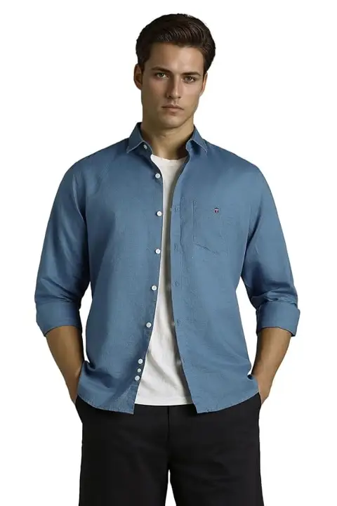 Louis Philippe Men s Linen Blend Solid Shirt with Soft Handfeel